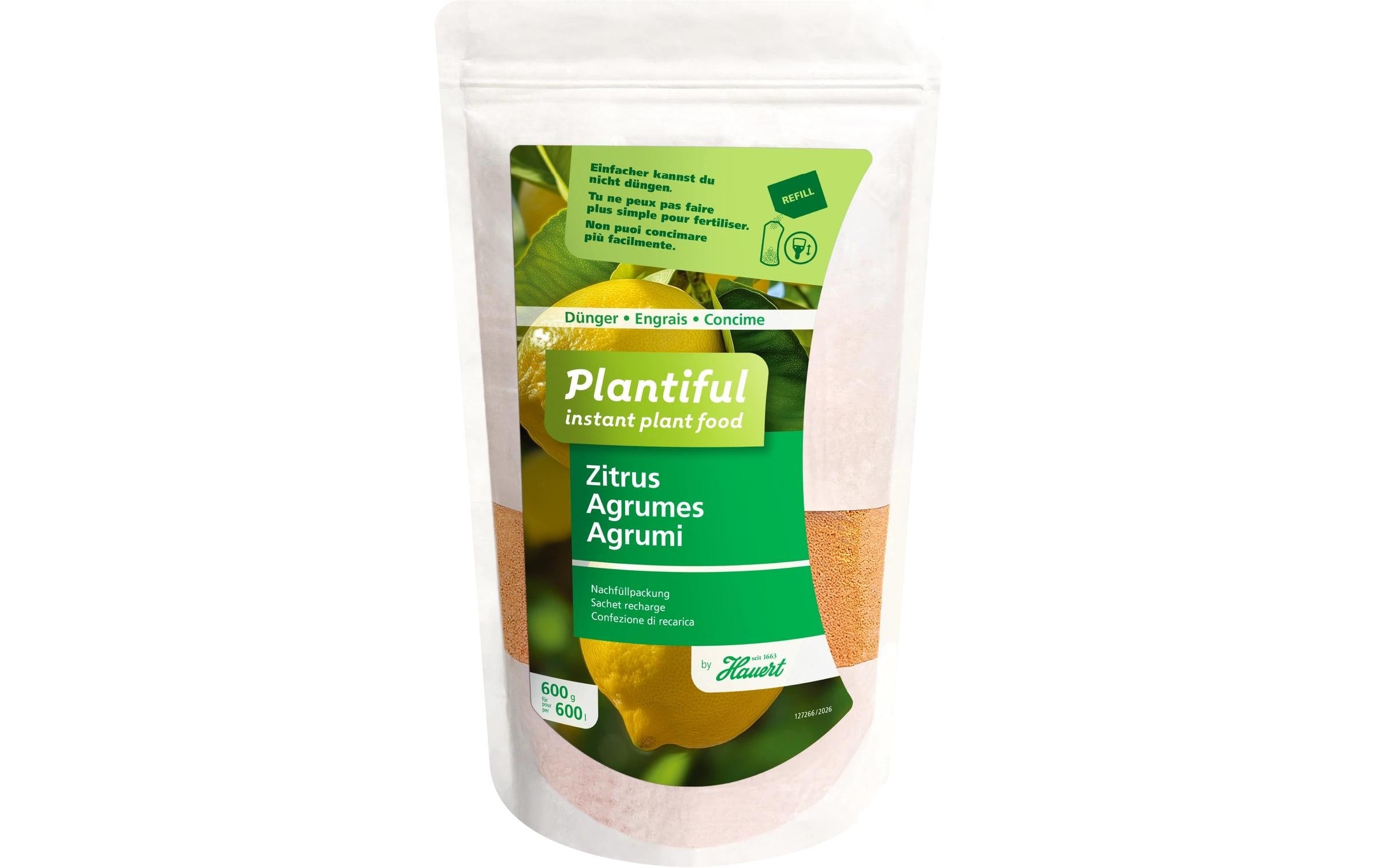 Hauert Plantiful Dünger Nachfüllpack, Granulat, 600 g – für Zitruspflanzen