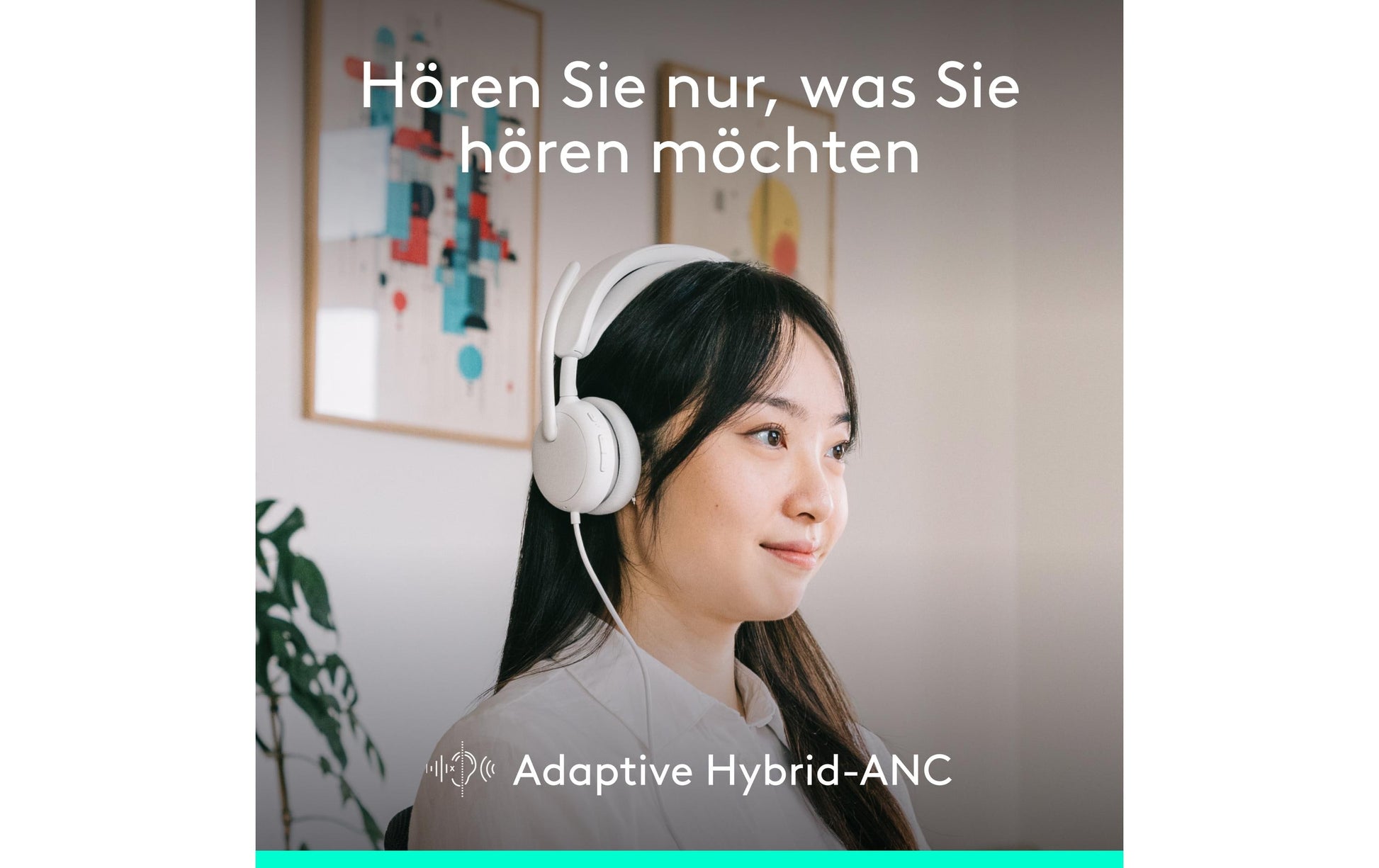 Logitech Zone Wired 2 Office-Headset – On-Ear, Stereo, Kabel, USB-A & USB-C, ANC, Weiss
