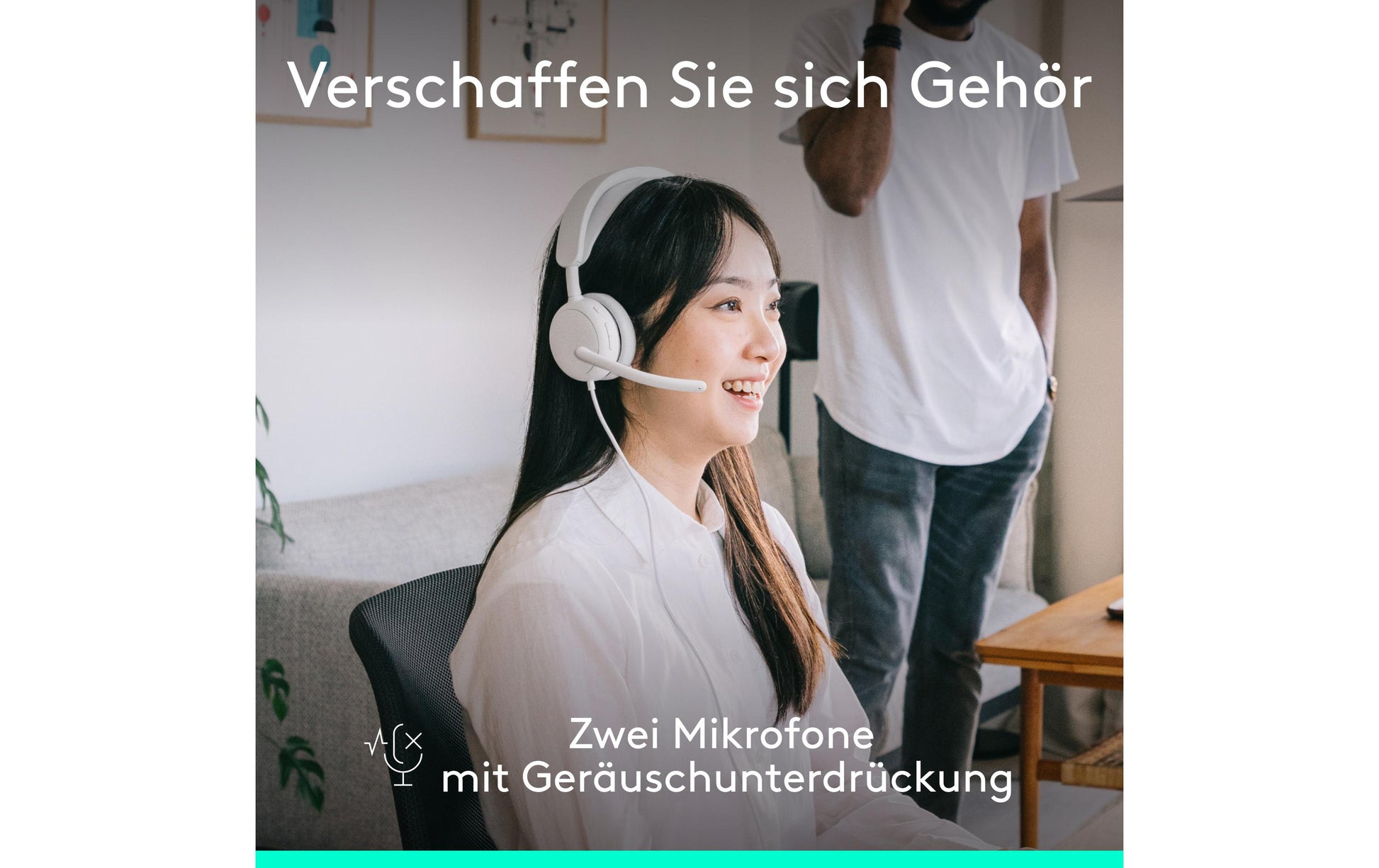 Logitech Zone Wired 2 Office-Headset – On-Ear, Stereo, Kabel, USB-A & USB-C, ANC, Weiss