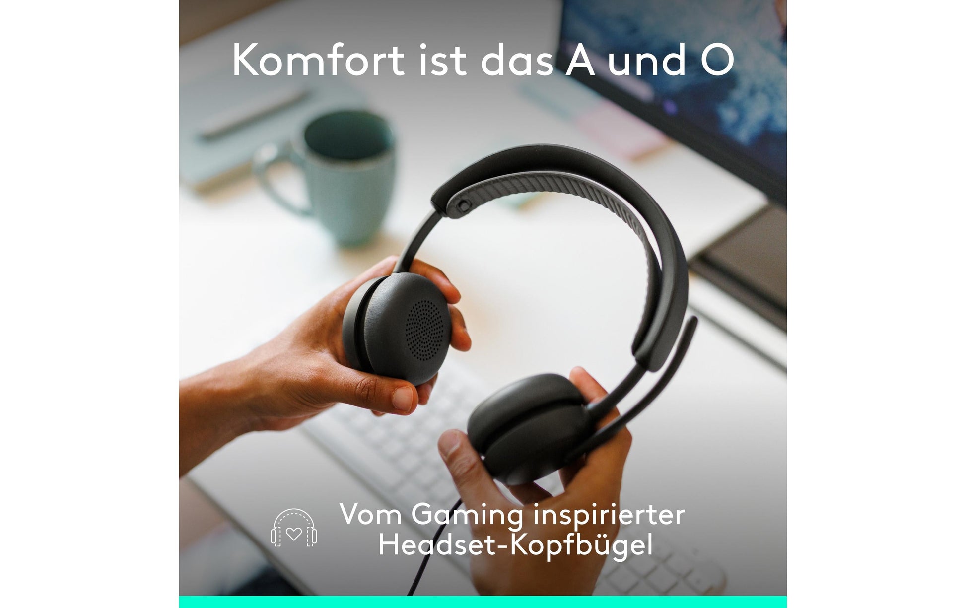 Logitech Zone Wired 2 Office-Headset – On-Ear, Stereo, Kabel (USB-A/USB-C), ANC, Graphit