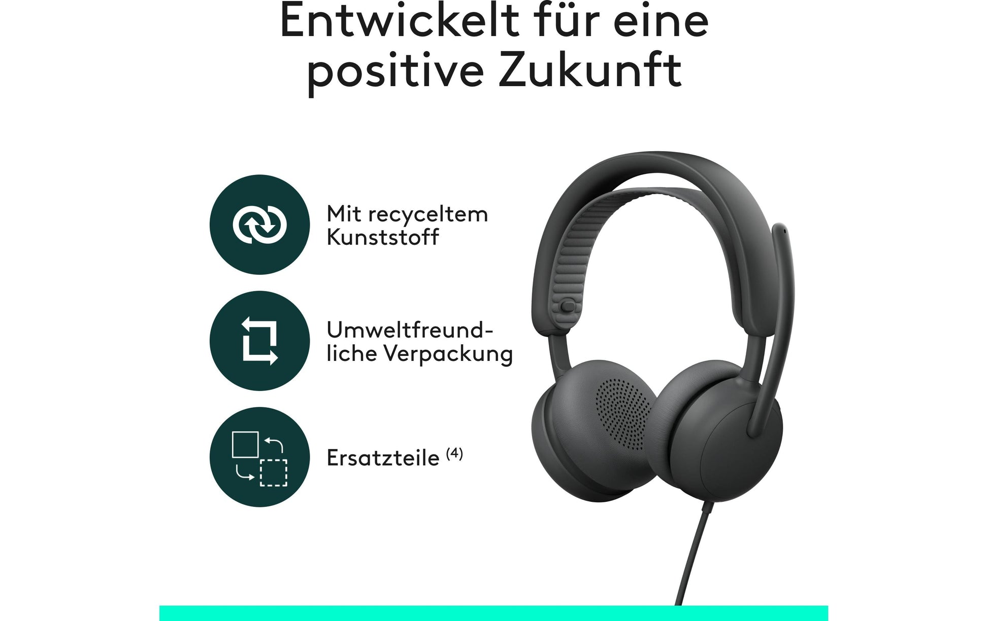 Logitech Zone Wired 2 Office-Headset – On-Ear, Stereo, Kabel (USB-A/USB-C), ANC, Graphit