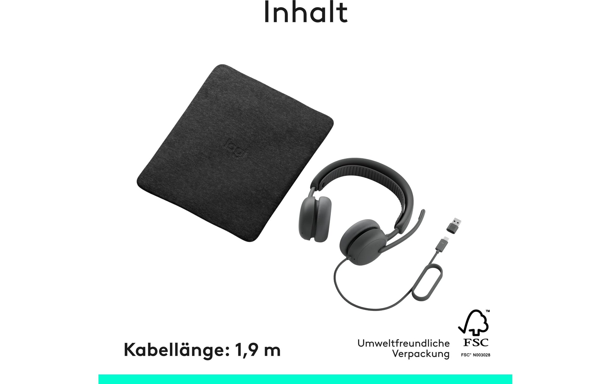Logitech Zone Wired 2 Office-Headset – On-Ear, Stereo, Kabel (USB-A/USB-C), ANC, Graphit