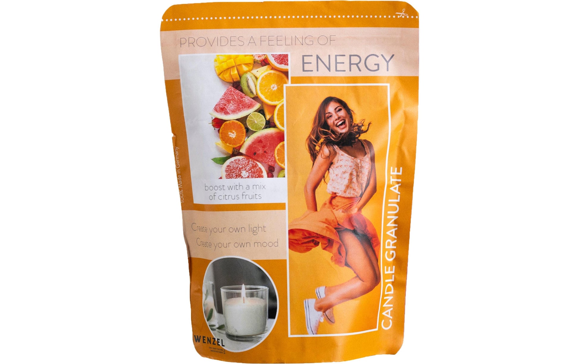 Wenzel kerzen Wenzel Wachsgranulat Energy – Duftend, 400 g – inkl. 4 Dochte, weiss