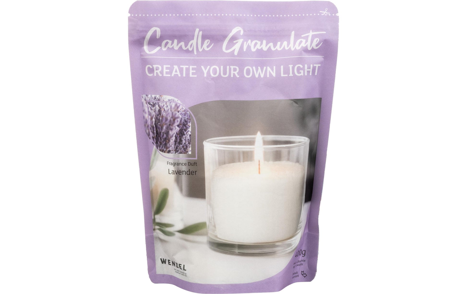 Wenzel kerzen Wenzel Wachs-Granulat – Lavendel – Wachs, Weiss – 400 g