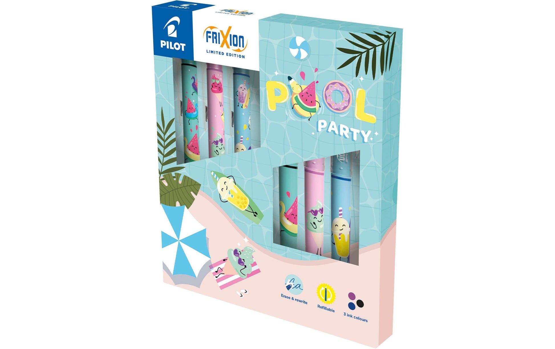 Pilot Pool Party Collector Box – Tintenroller, 0,7 mm, hellblau/hellgrün/hellrosa – 6 Stk.