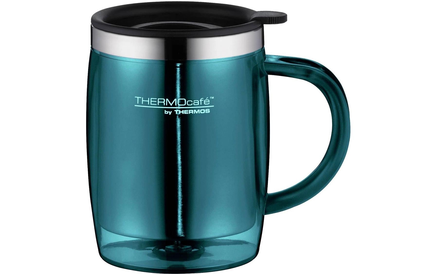 Thermos Desktop CUP Thermobecher 350 ml – doppelwandig 10 h heiss/24 h kalt, Edelstahl, Türkis