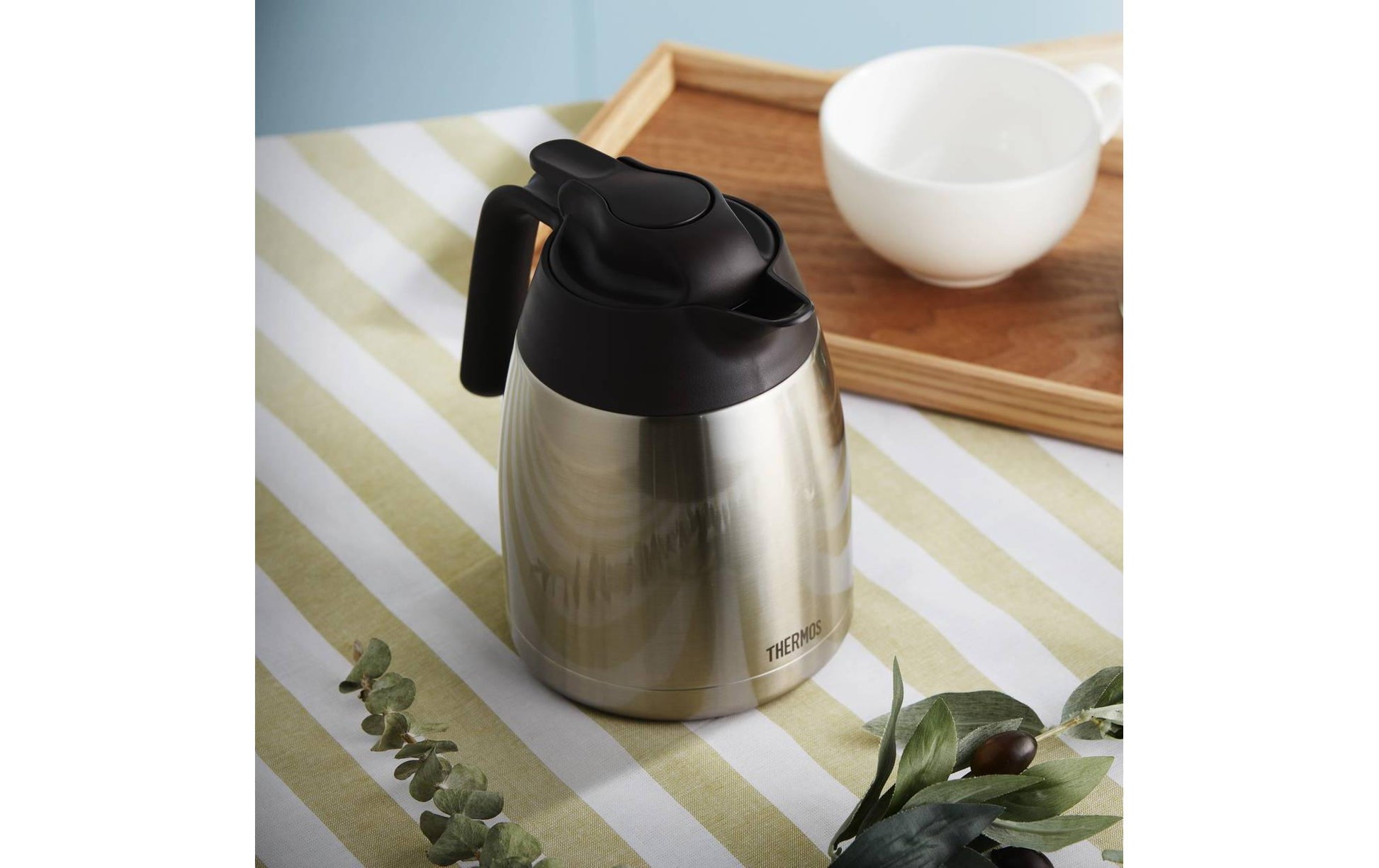 Thermoskanne THV – 1 l, Ø 12,5 cm, H 18,5 cm, Edelstahl/Kunststoff, vakuumisoliert