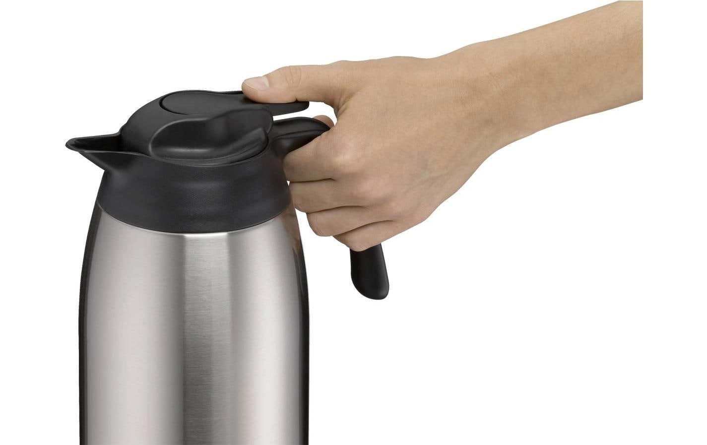 Thermoskanne – 1,5 l, Ø 12,5 cm, H 20,8 cm, Edelstahl, Silber, auslaufsicher, vakuumisoliert