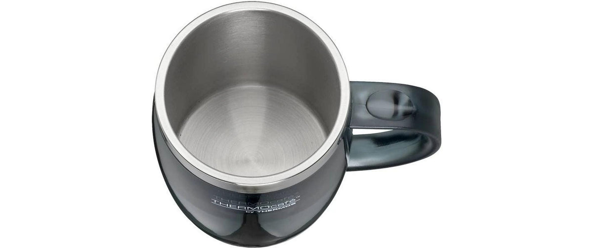 Thermos Thermobecher – 350 ml, Ø 8,5 cm, H 12,0 cm, Edelstahl, Grau, mit Deckel, doppelwandig, auslaufsicher