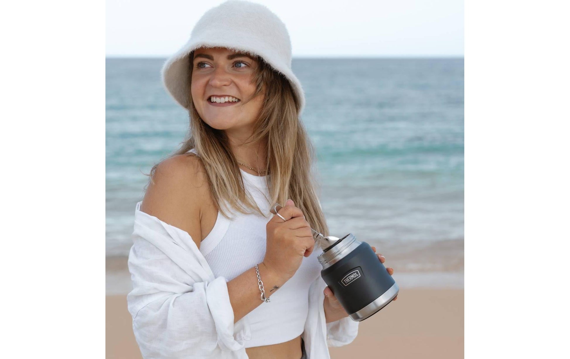 Thermos Foodbehälter ICON – 470 ml, Ø 9,9 cm, H 15,3 cm, Edelstahl, Grau, Schraubverschluss, vakuumisoliert