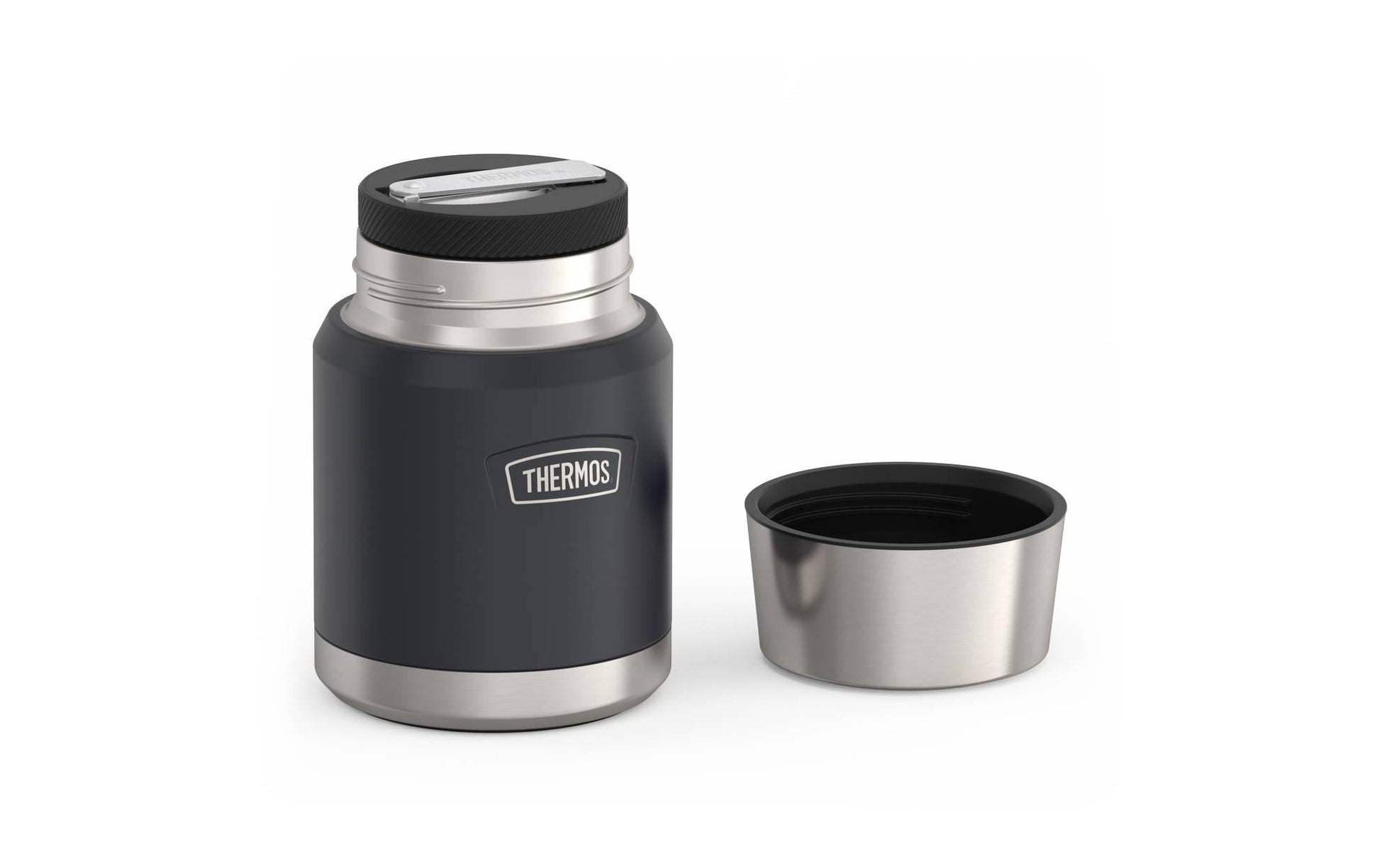 Thermos Foodbehälter ICON – 470 ml, Ø 9,9 cm, H 15,3 cm, Edelstahl, Grau, Schraubverschluss, vakuumisoliert