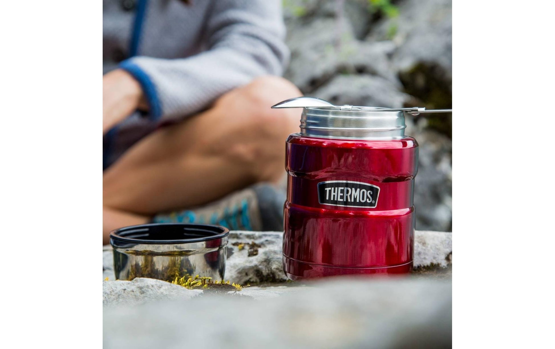 Thermos Foodbehälter STAINLESS KING – 470 ml, Ø 9,7 cm, Edelstahl, Rot, Schraubverschluss, vakuumisoliert