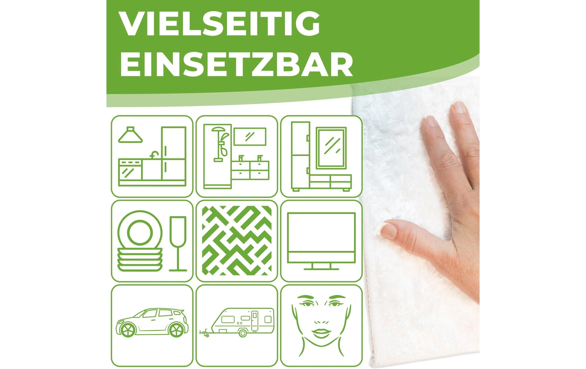 Quick aid Reinigungstuch – Weiss – 17 × 22,5 cm – Mikrofaser