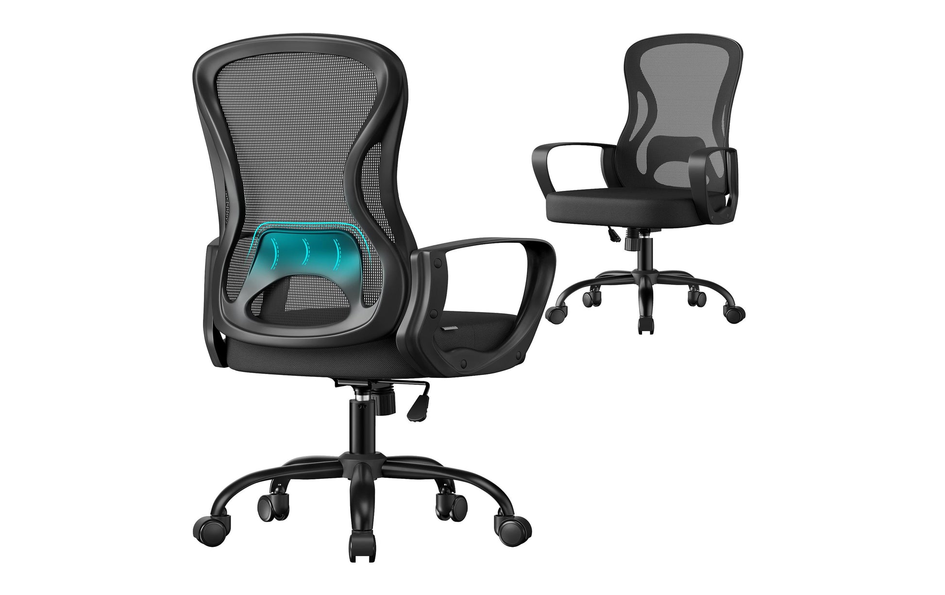 Songmics Bürostuhl – Netzrücken – Schwarz, bis 120 kg