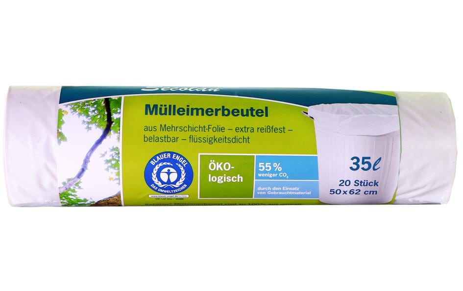 Haushaltsware Secolan Kehrichtsack – 35 l, PE, weiss, 500 × 620 mm, 20 Stk