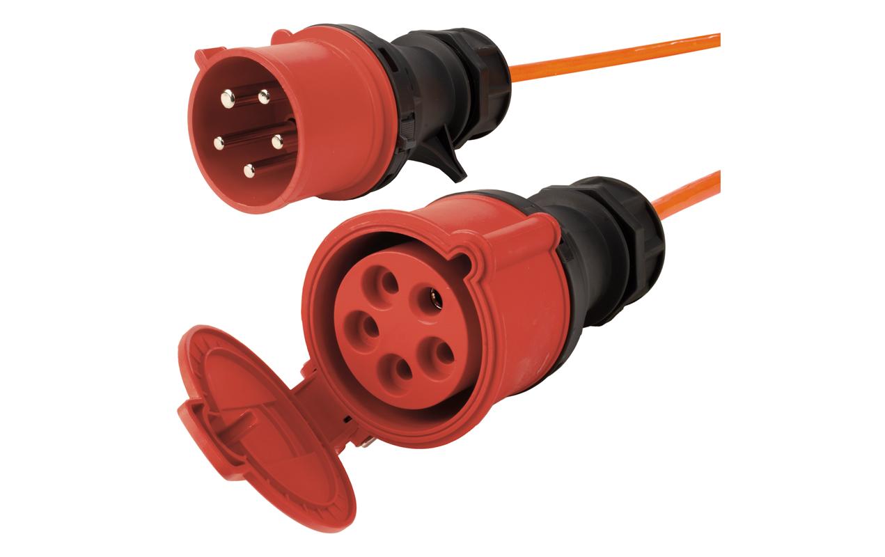 Steffen Verlängerungskabel, CEE 32-5 bis CEE 32-5, 10 m, IP44, 4 mm², Polyurethan-Mantel – Orange