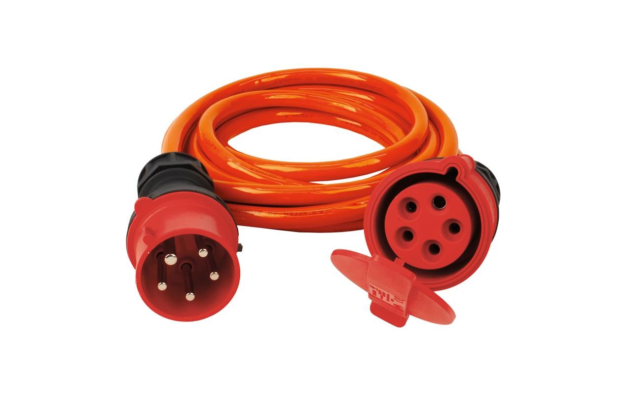 Steffen Verlängerungskabel, CEE 32-5 bis CEE 32-5, 10 m, IP44, 4 mm², Polyurethan-Mantel – Orange