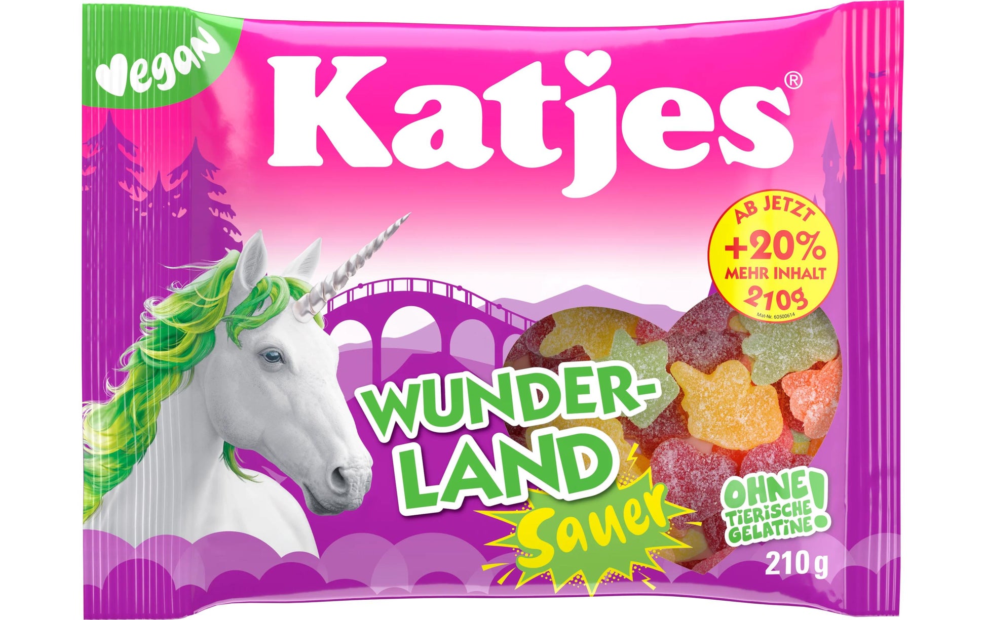 Katjes Wunderland Gummibonbons – Sauer, Vegan – 210 g