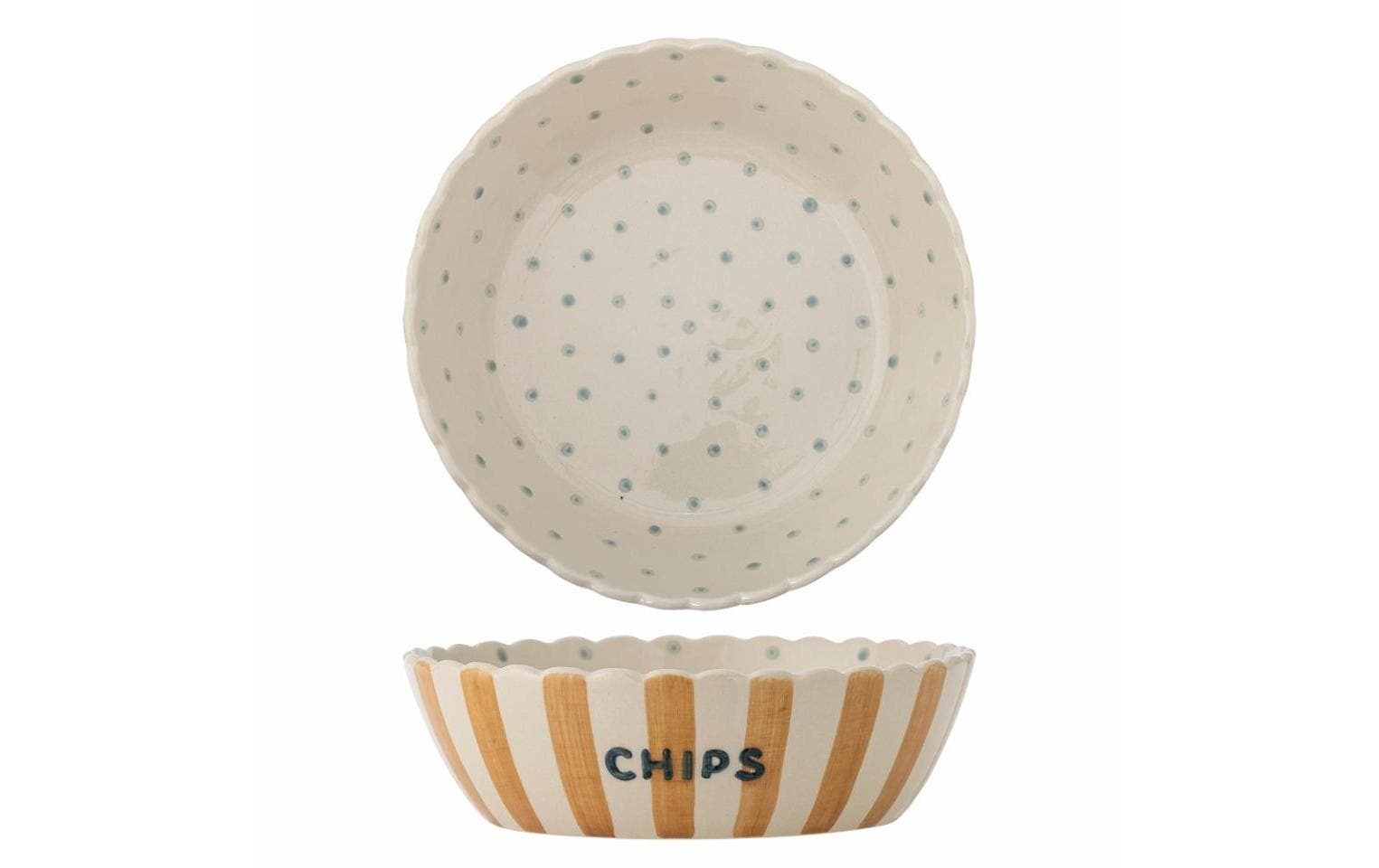 Bloomingville Snackschale Happy Changes – 2,9 l, Ø 24,0 cm, Steingut, spülmaschinenfest, mikrowellengeeignet