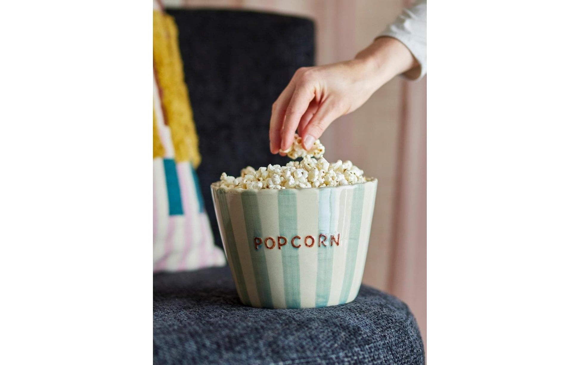 Bloomingville Snackschale Happy Changes – 1,9 l, Ø 24,0 cm, H 7,0 cm, Steingut, Mehrfarbig, spülmaschinenfest