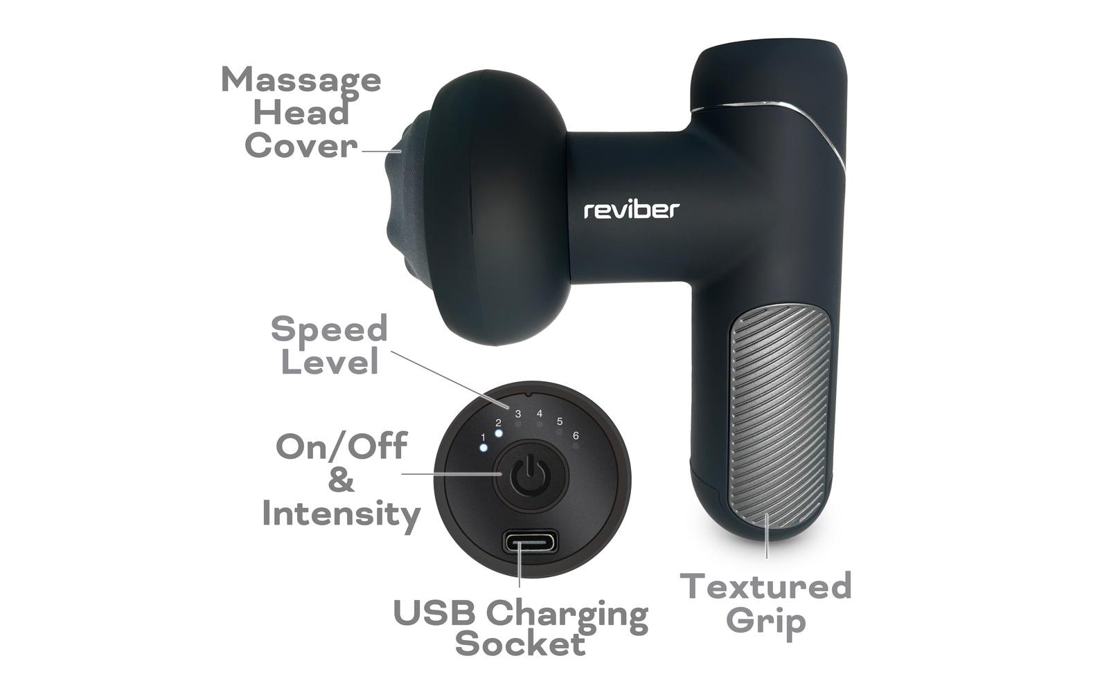 Reviber Massagegerät – Shiatsu, 5 austauschbare Massageköpfe – Schwarz