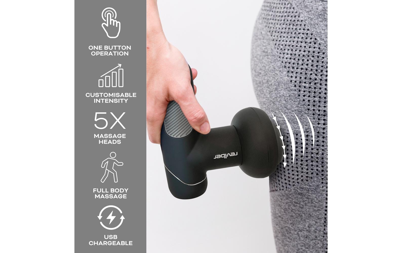 Reviber Massagegerät – Shiatsu, 5 austauschbare Massageköpfe – Schwarz