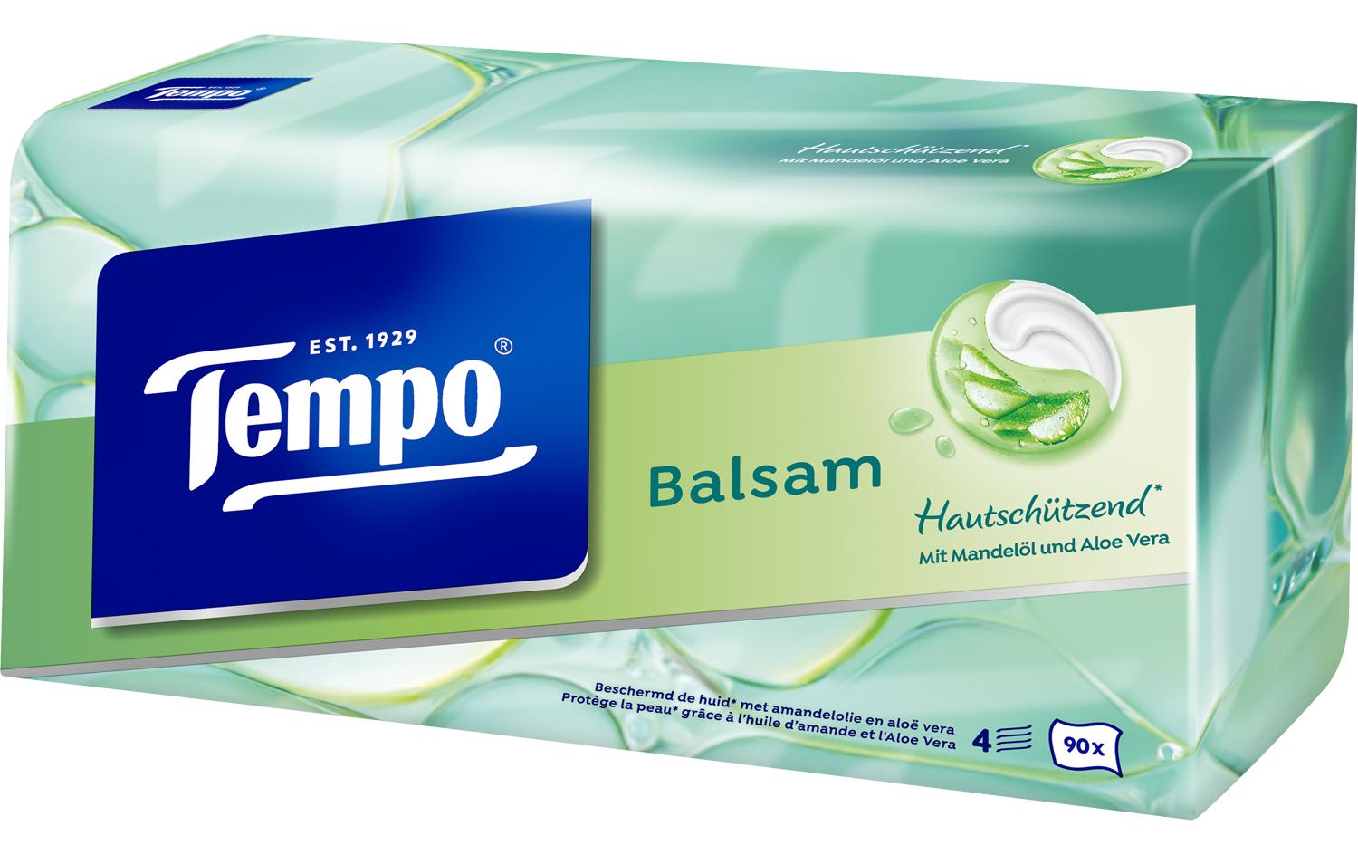 Tempo Balsam Kosmetiktücher Box – 4-lagig – 90 Tücher