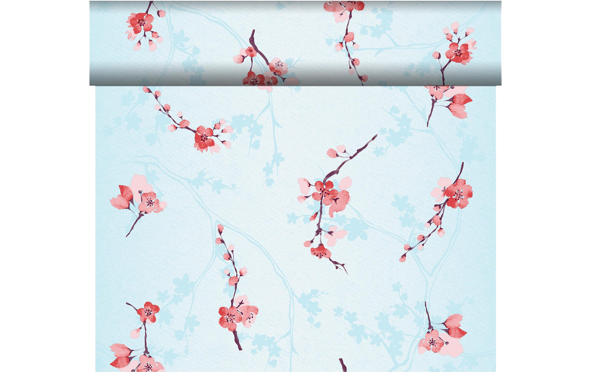 Duni Tischläufer auf Rolle – 40 cm×24 m, Papier (Dunicel), Blau/Rosa, Kirsche