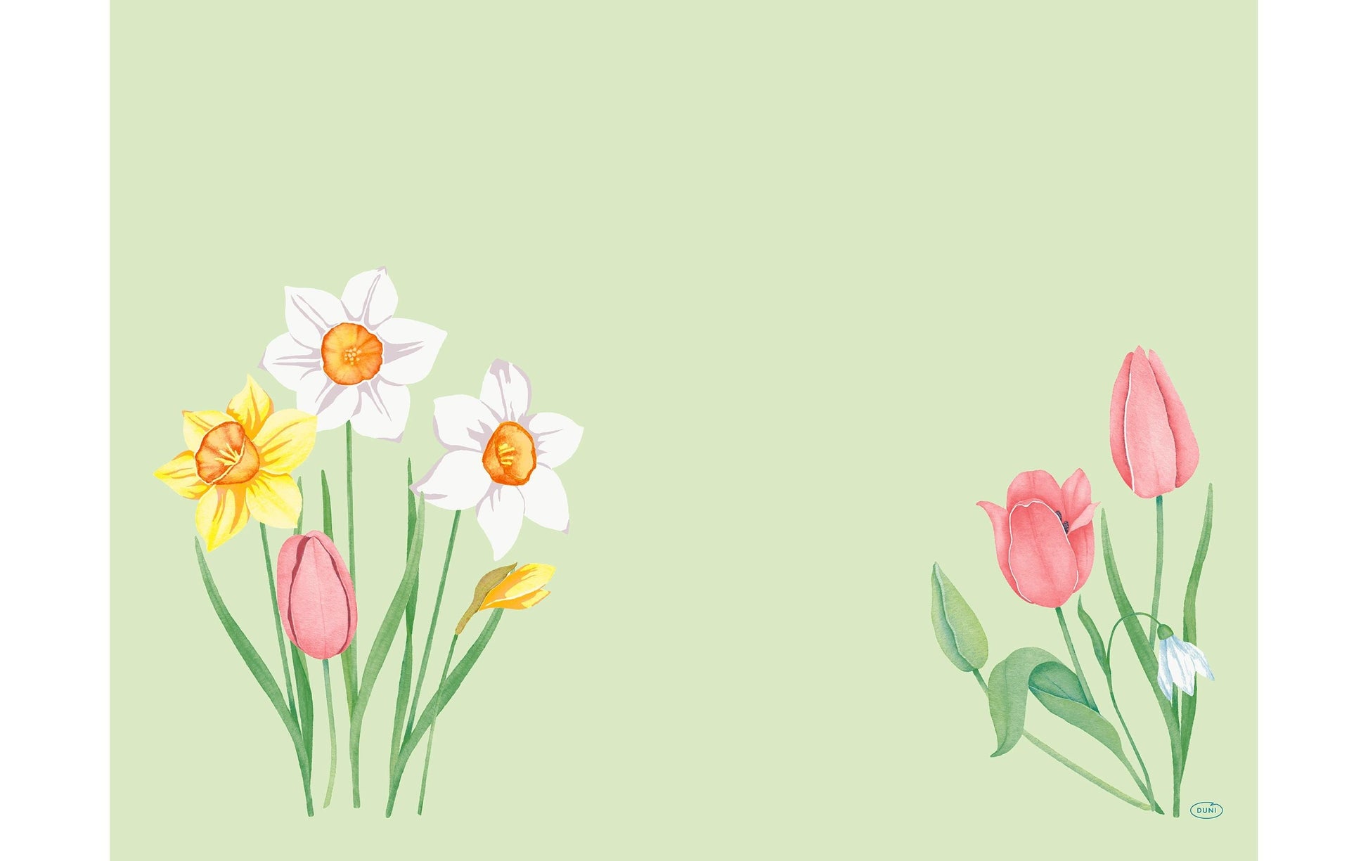 Duni Tischset Spring Melody, Bio Dunicel, quadratisch, 30 × 40 cm, grün – 100 Stk.