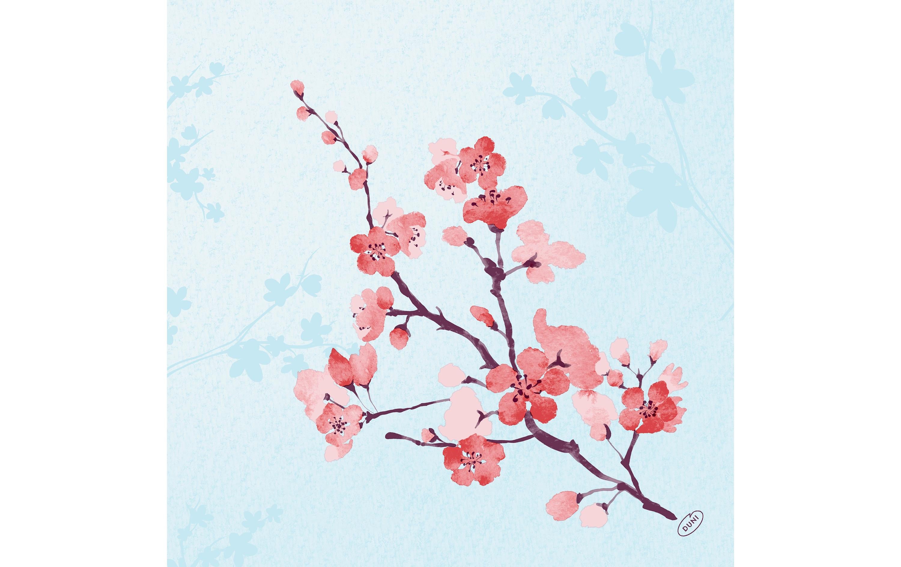 Duni Servietten Cherry Breeze, mehrfarbig – 40 × 40 cm, 3-lagig – 360 Stück