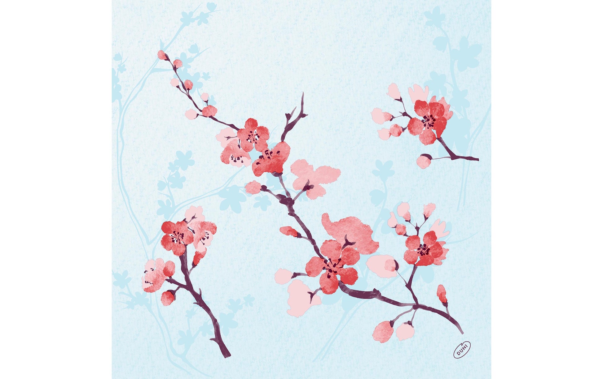 Duni Servietten Cherry Breeze – 40 × 40 cm, 4-lagig – 300 Stück