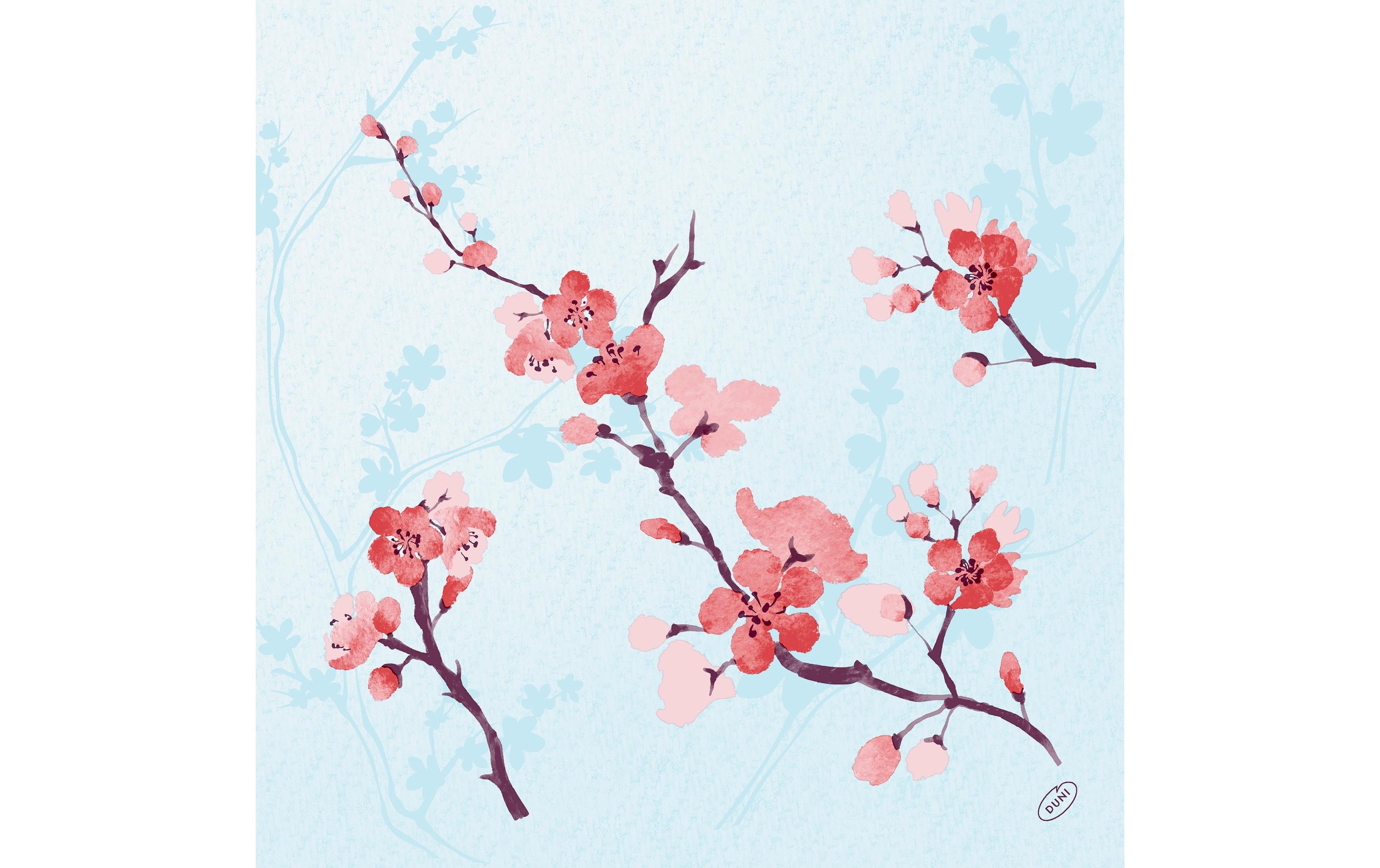 Duni Servietten Cherry Breeze – 40 × 40 cm, 4-lagig – 300 Stück