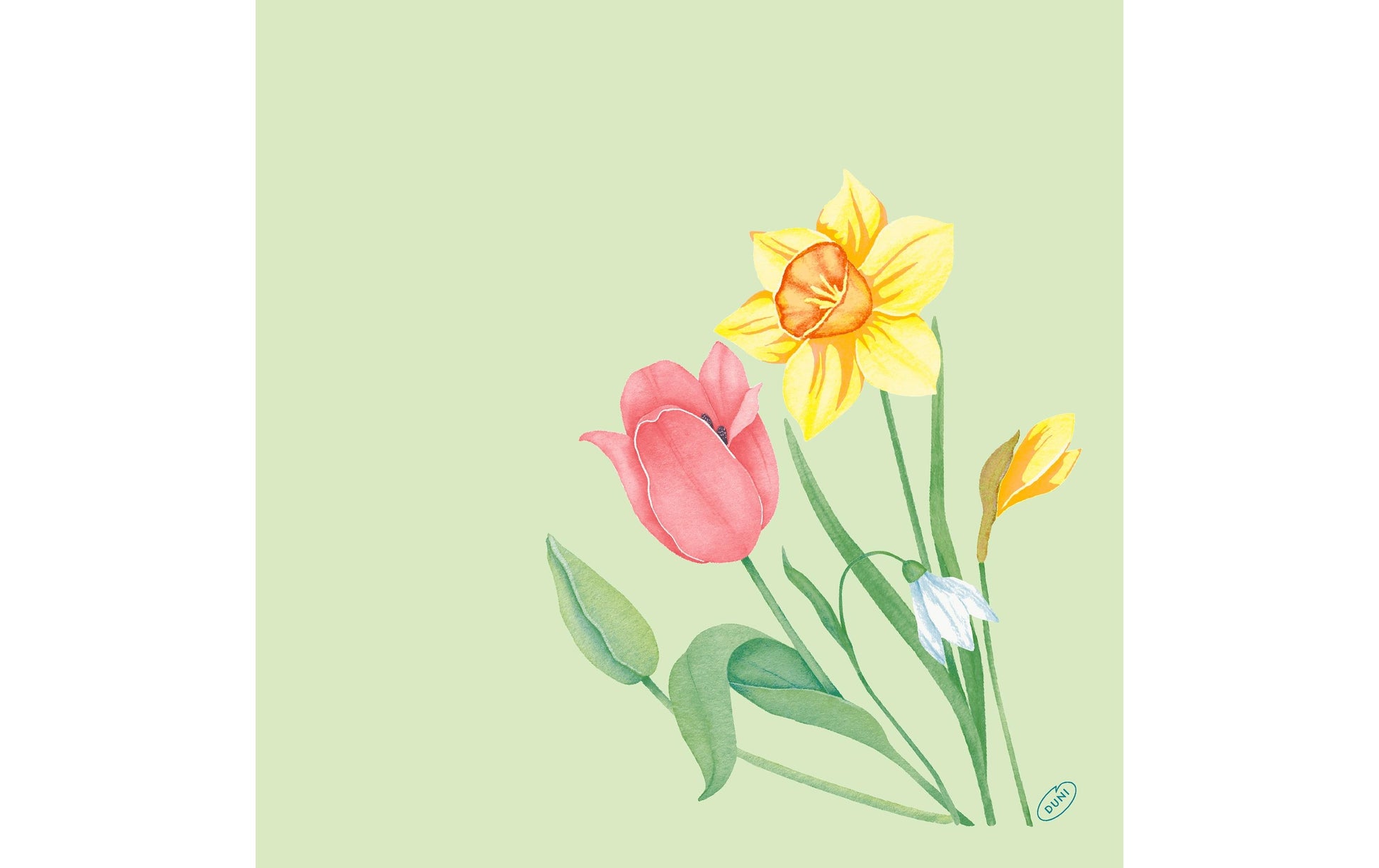 Duni Servietten Spring Melody, mehrfarbig – 40 × 40 cm, 3-lagig – 60 Stück