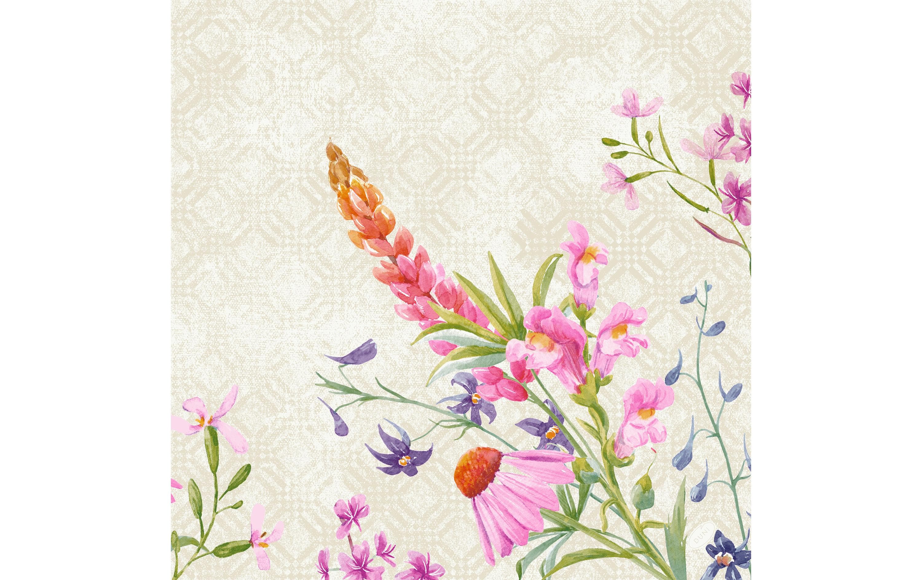 Duni Servietten Floret – mehrfarbig – 40 × 40 cm, 4-lagig – 50 Stück