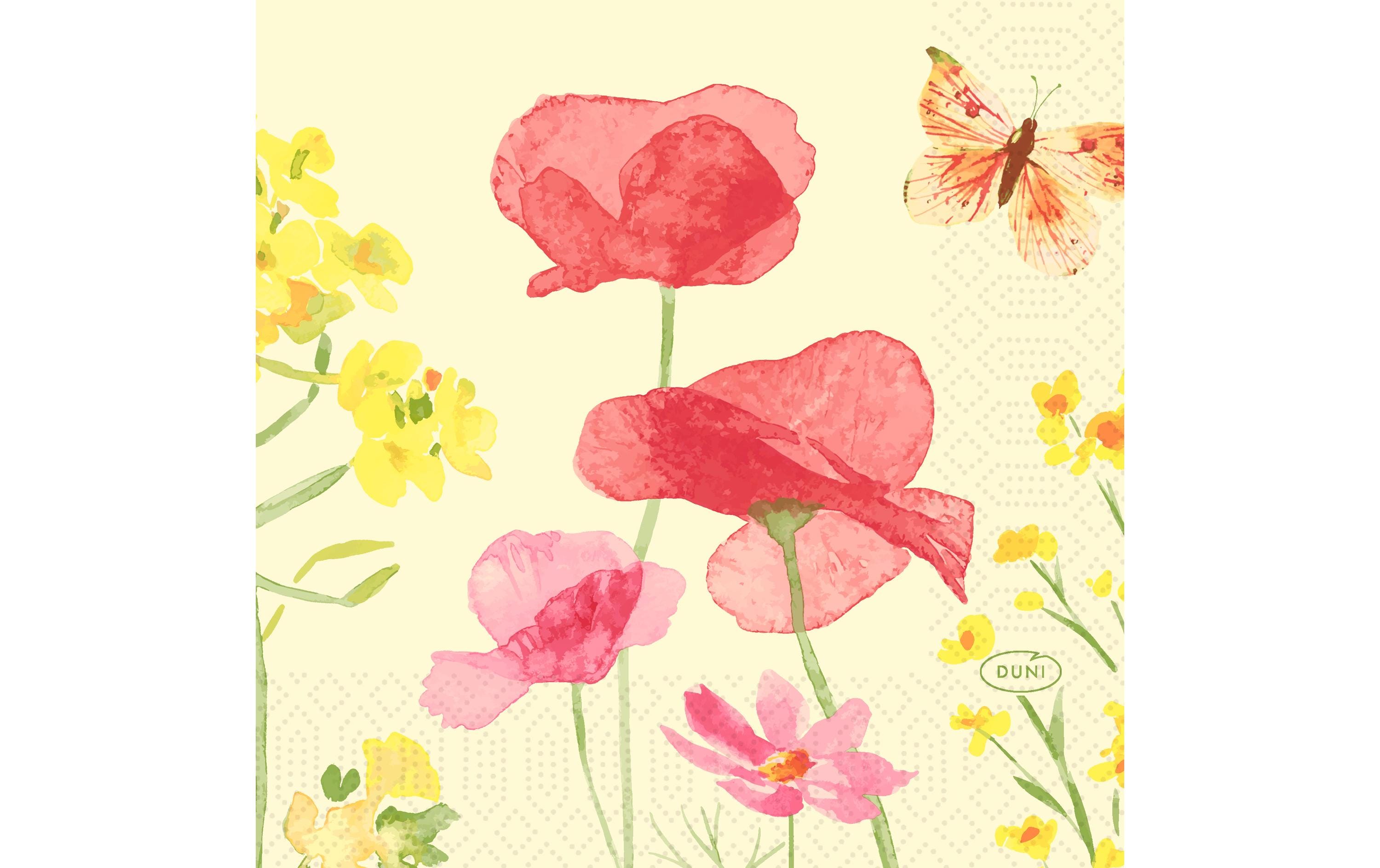 Duni Servietten Mohnfeld – 24 × 24 cm, 3-lagig – 1 Stück