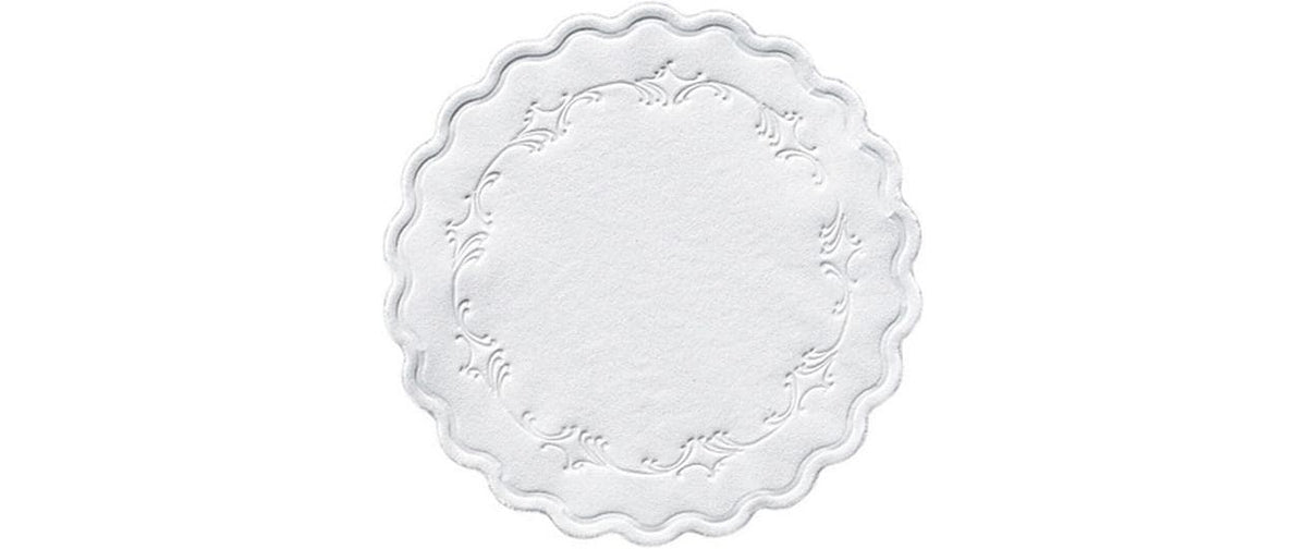 Duni Untersetzer Romance – Ø 9 cm, Zellulose, Weiss, 250 Stk., 8-lagig