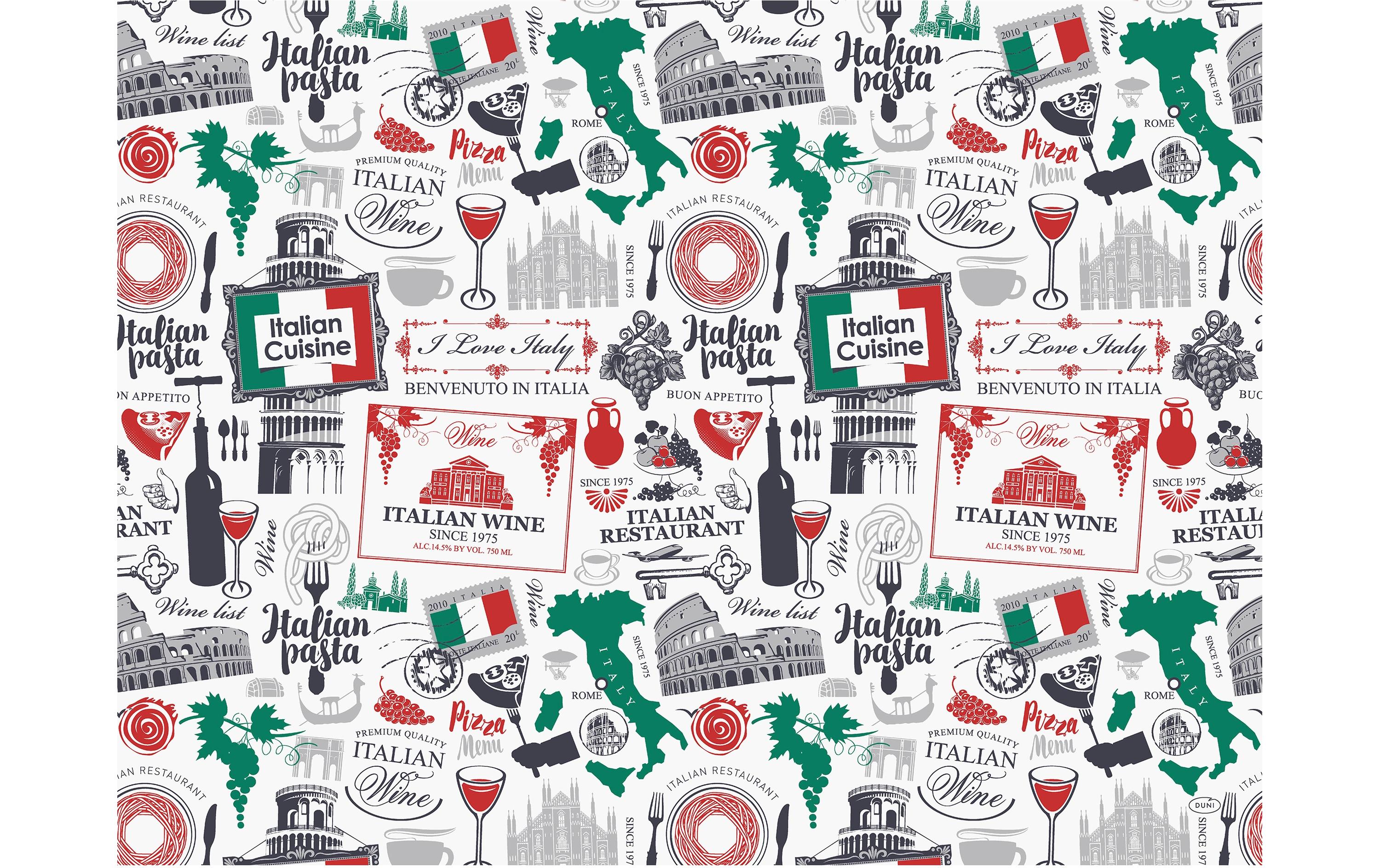 Duni Tischset – 30×40 cm, 1000er-Pack, Papier, Mehrfarbig, Viva Italia