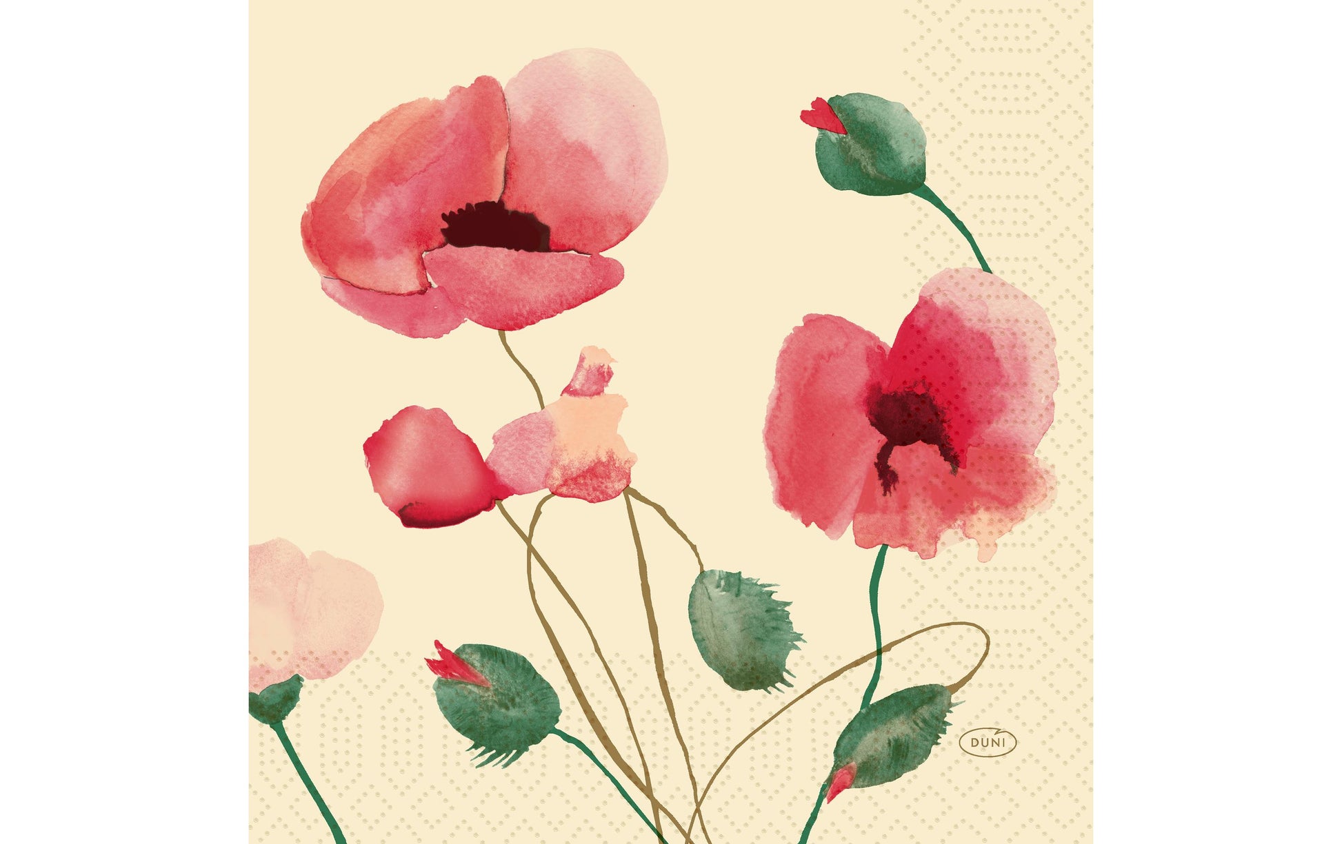 Duni Servietten Poppy Charm, mehrfarbig – 33 × 33 cm, 3-lagig – 1000 Stück