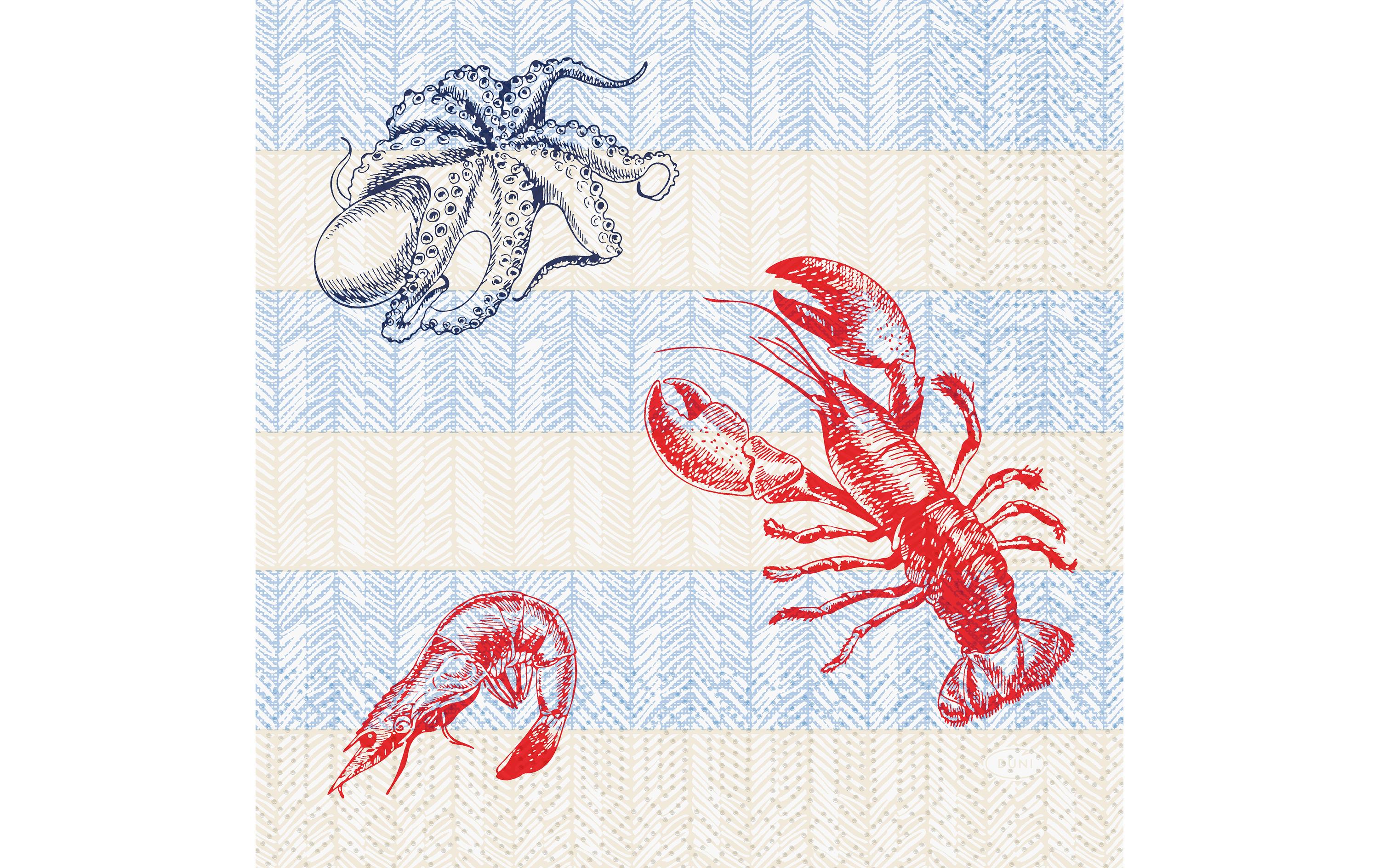 Duni Servietten Sea Delights – mehrfarbig – 33 × 33 cm, 3-lagig – 1000 Stück