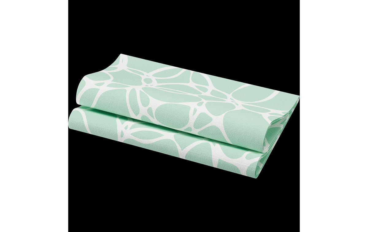 Duni Stoffserviette Ocean Mint – türkis/weiss – 40 × 40 cm, Dunisoft – 1‑er‑Set