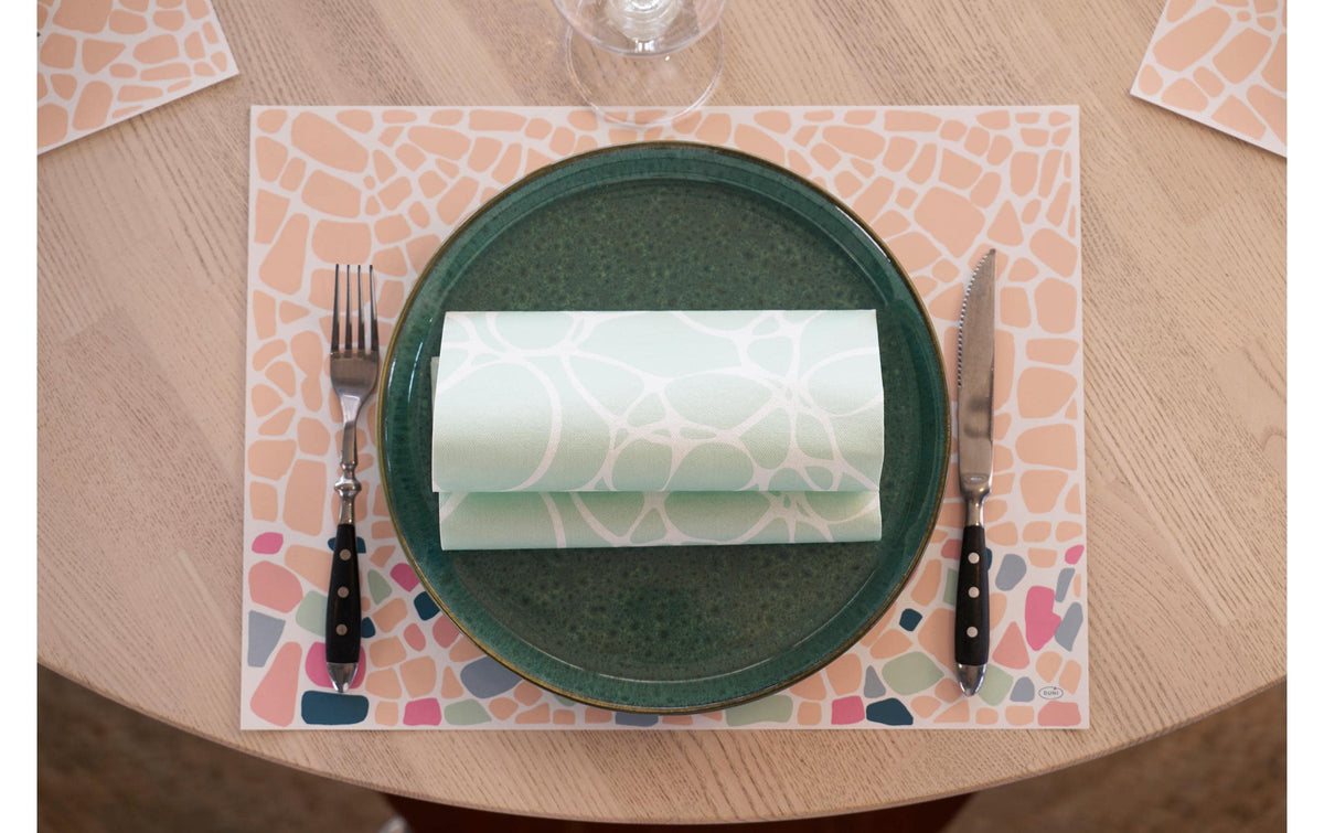 Duni Stoffserviette Ocean Mint – türkis/weiss – 40 × 40 cm, Dunisoft – 1‑er‑Set
