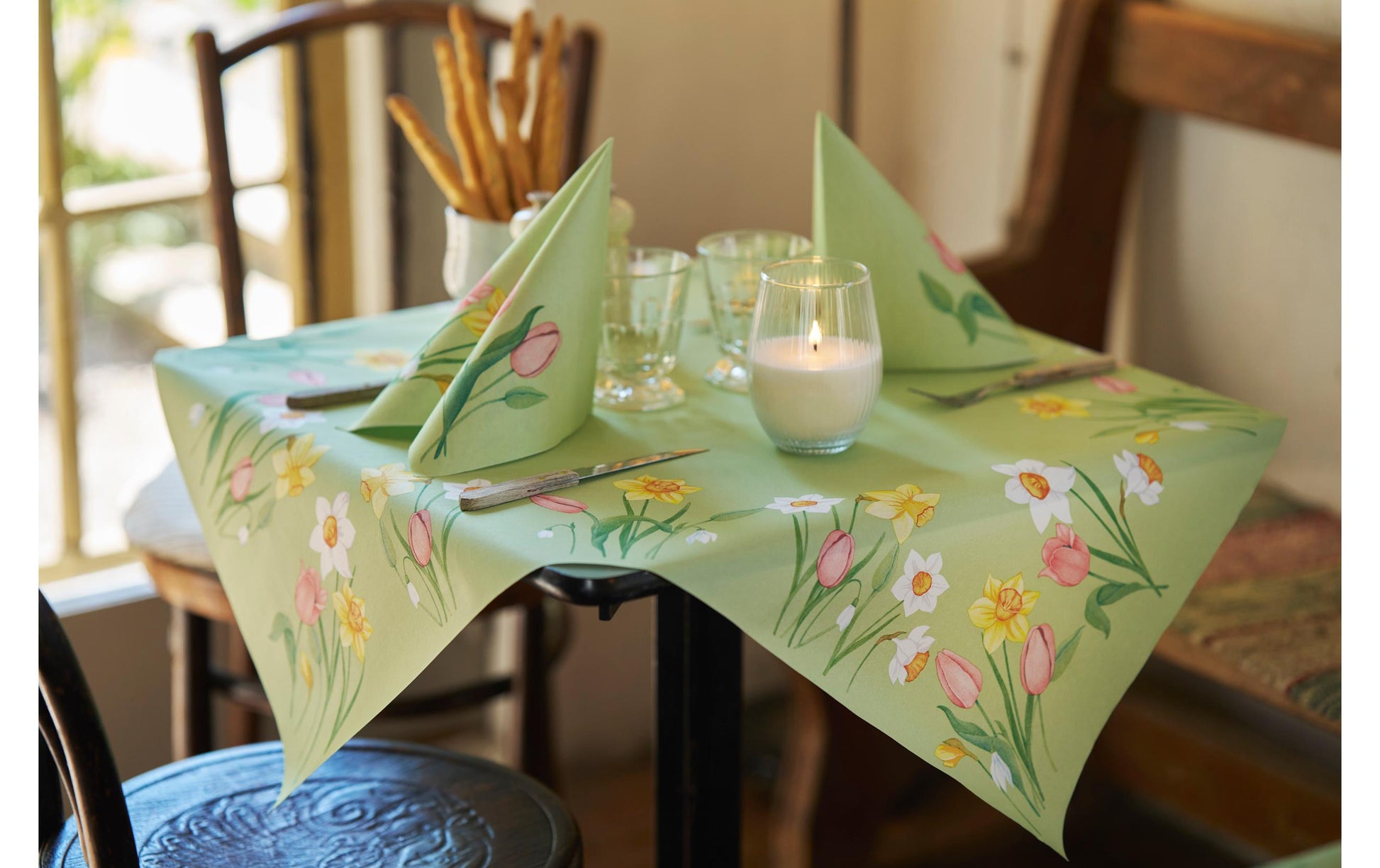 Duni Servietten Spring Melody, mehrfarbig – 40 × 40 cm, 3-lagig – 60 Stück