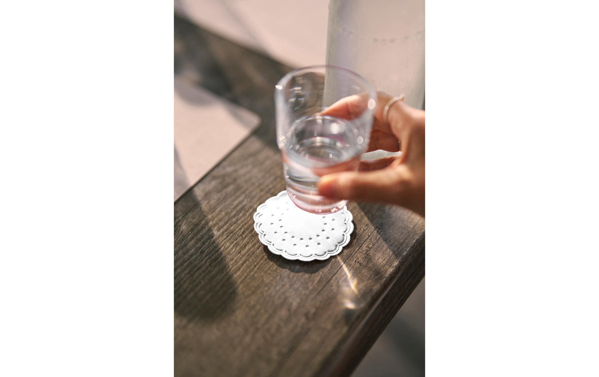 Duni Untersetzer, Papier/Karton, rund – Ø 7,5 cm, weiss – 250 Stk.