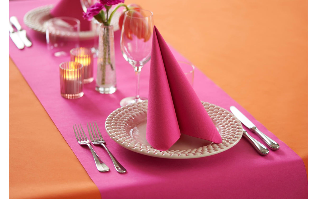 Duni Tischläufer auf Rolle – 40 cm×24 m, Papier (Dunicel), Fuchsia