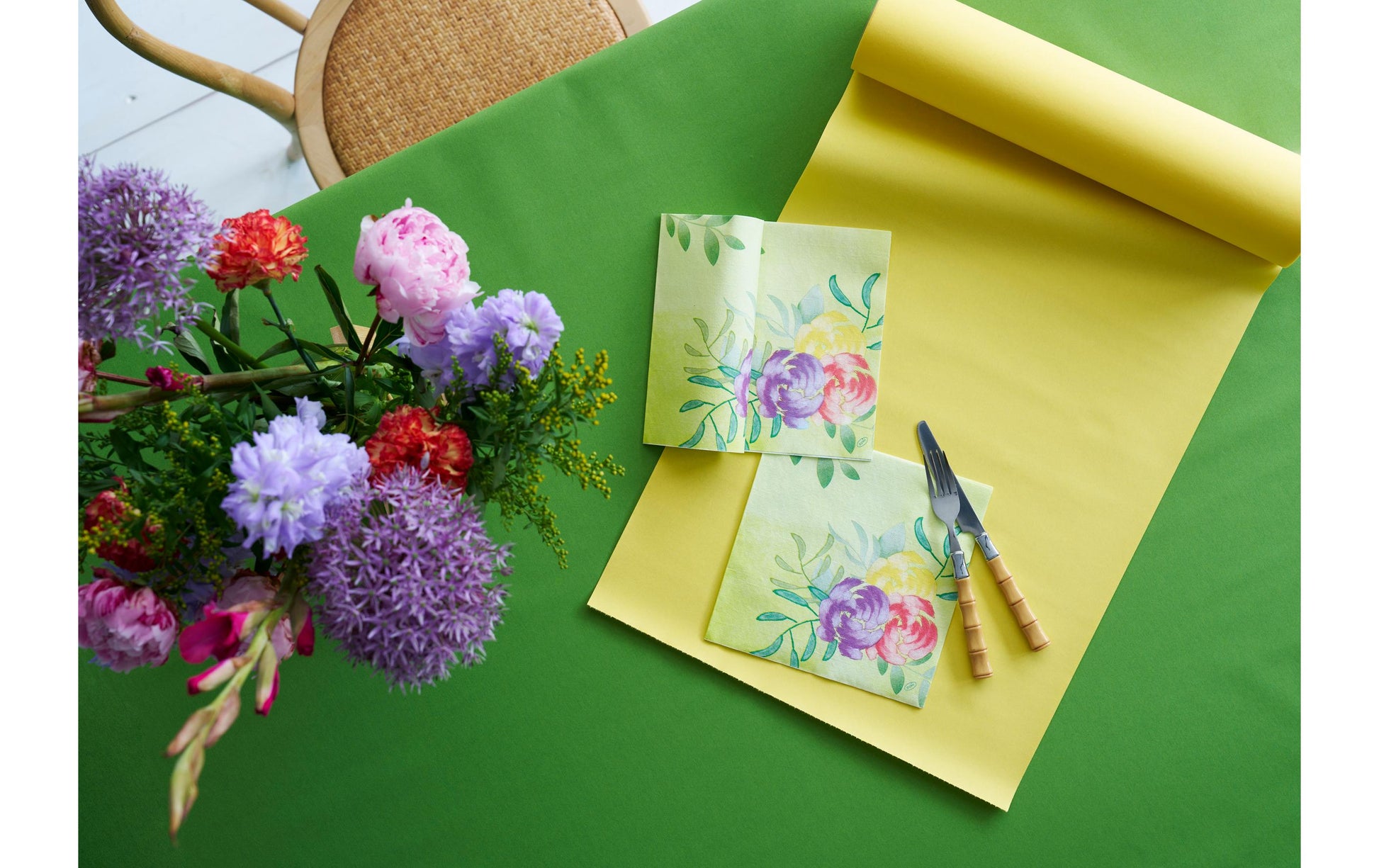 Duni Tischdecke auf Rolle – 40 cm×24 m, Papier (Dunicel), Gelb