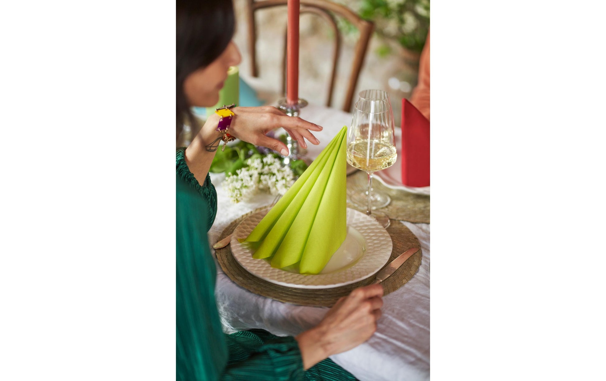 Duni Servietten – grün – 40 × 40 cm, einlagig – 60 Stück