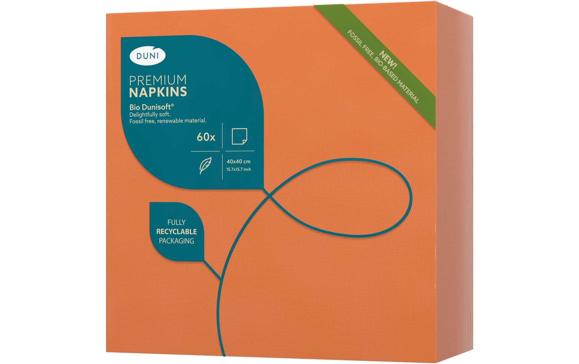 Duni Servietten orange – 40 × 40 cm, 1-lagig – 60 Stück