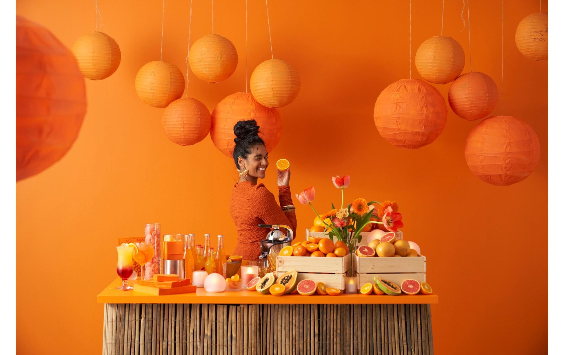 Duni Servietten – orange – 40 × 40 cm, 3-lagig – 250 Stück