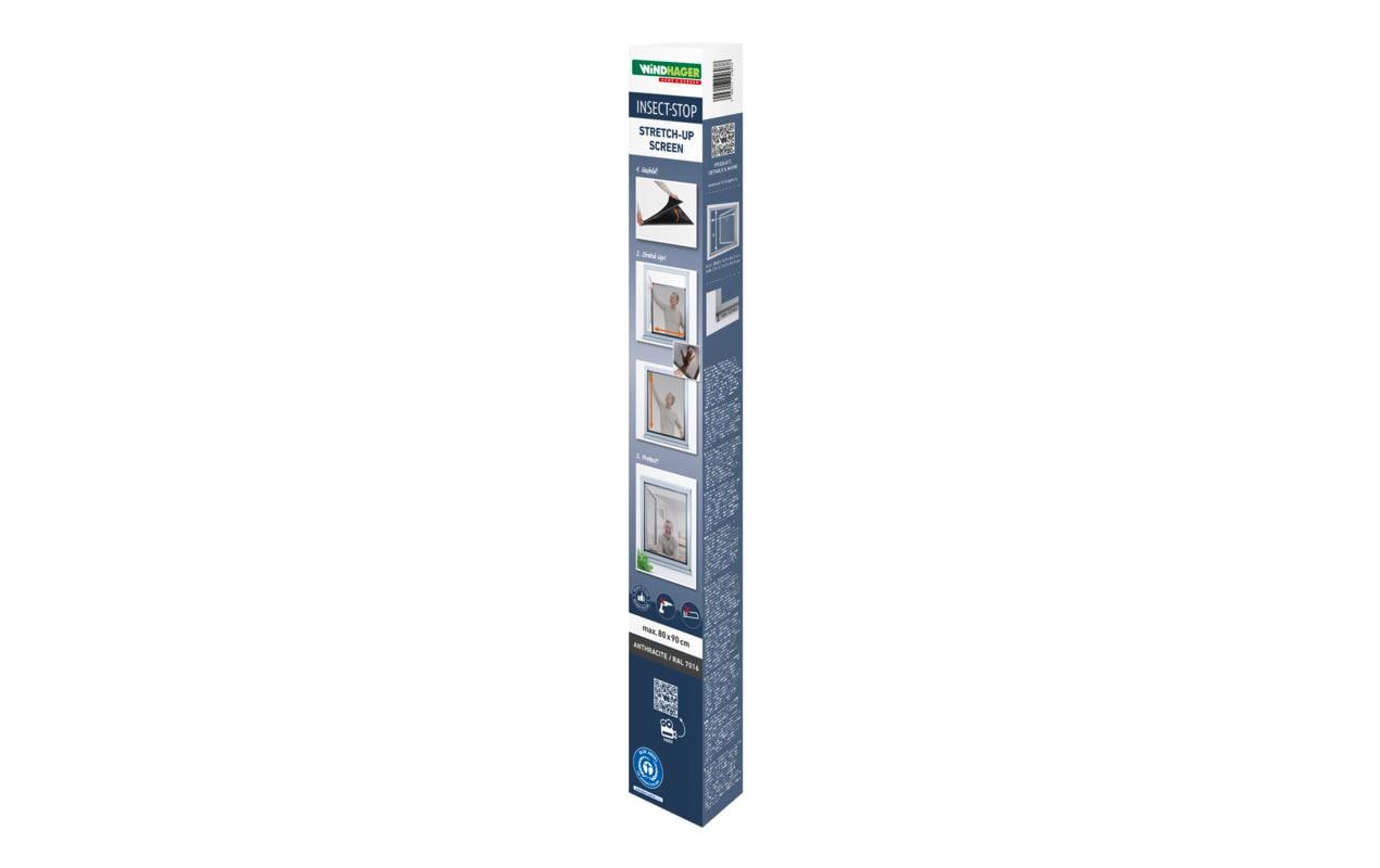 Windhager IS Stretch Fenster-Fliegengitter – 80 × 90 cm – Schwarz – Teleskop