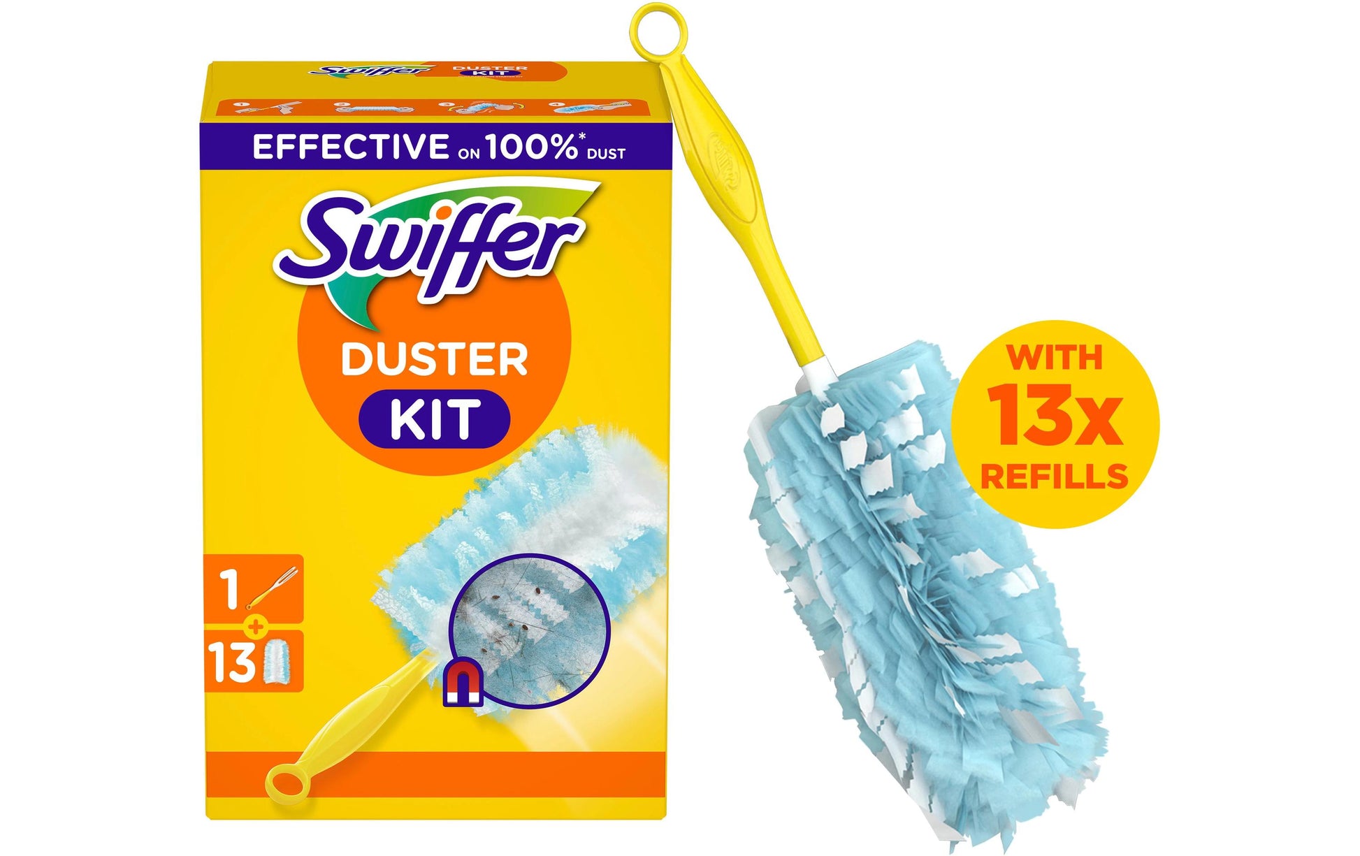 Swiffer Staubwedel Staubmagnet Starterset – Kunststoff – Gelb – 14,3 cm